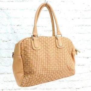Cornelia Guest Womens Chestnut Braided Leather Convertible Handbag Purse